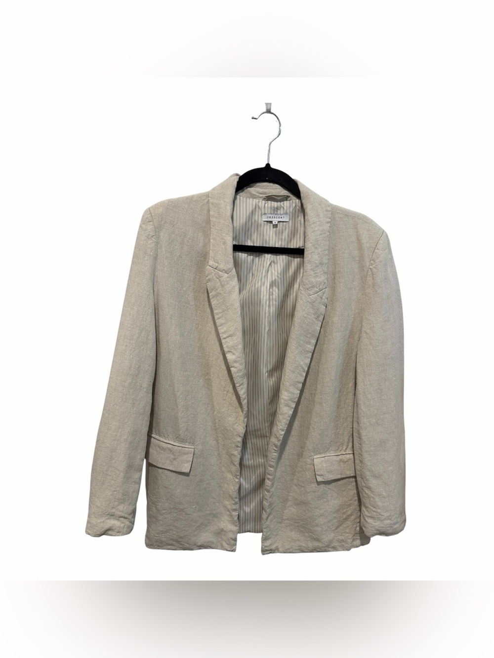 Crescent women’s tan open front linen blazer size medium